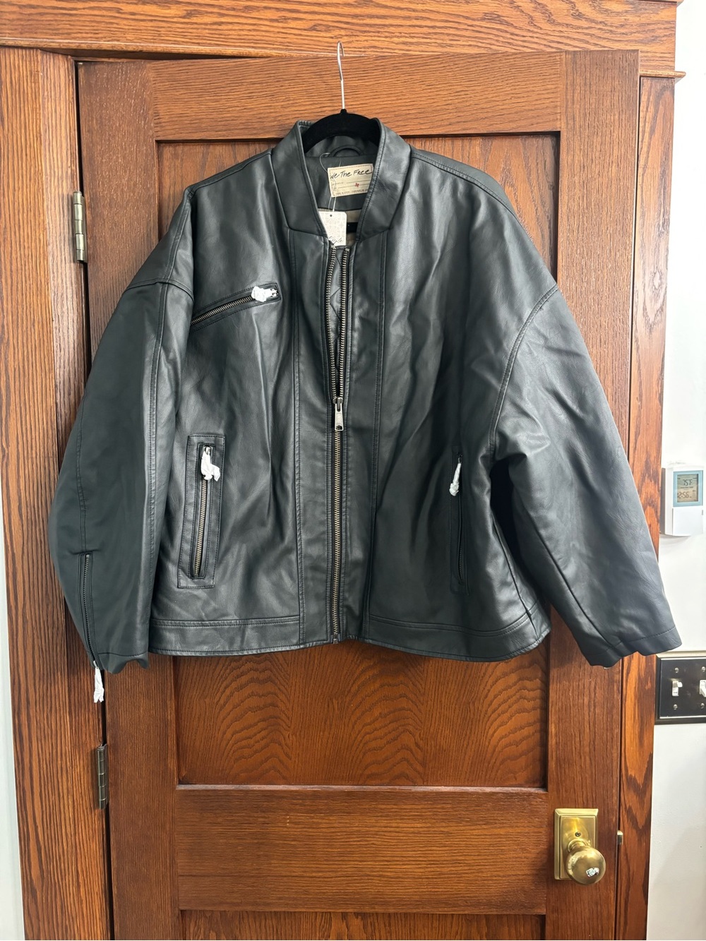 We The Free oversized black vegan leather jacket - Women’s